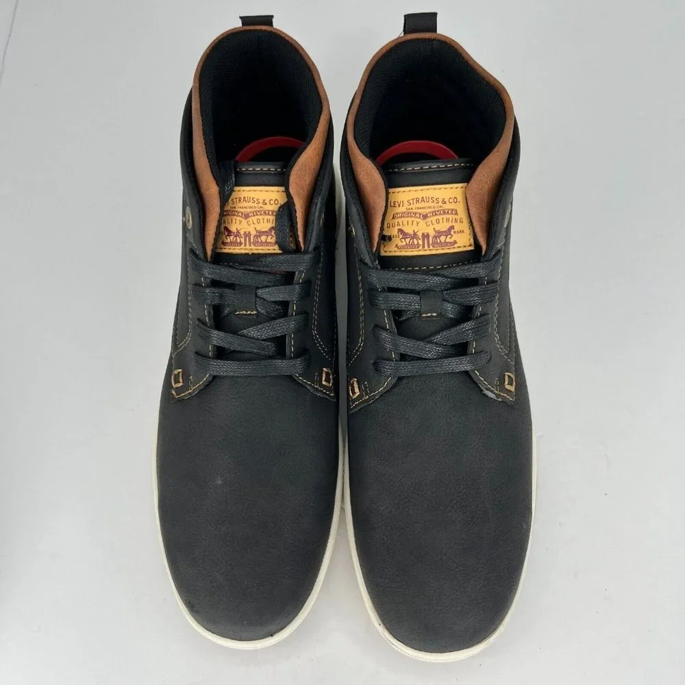 Levis Mens 51927941A Black Goshen Waxed Lace Up High Top Size 13 Ankle Sneakers
